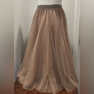 Elegant Tan Tulle Skirt